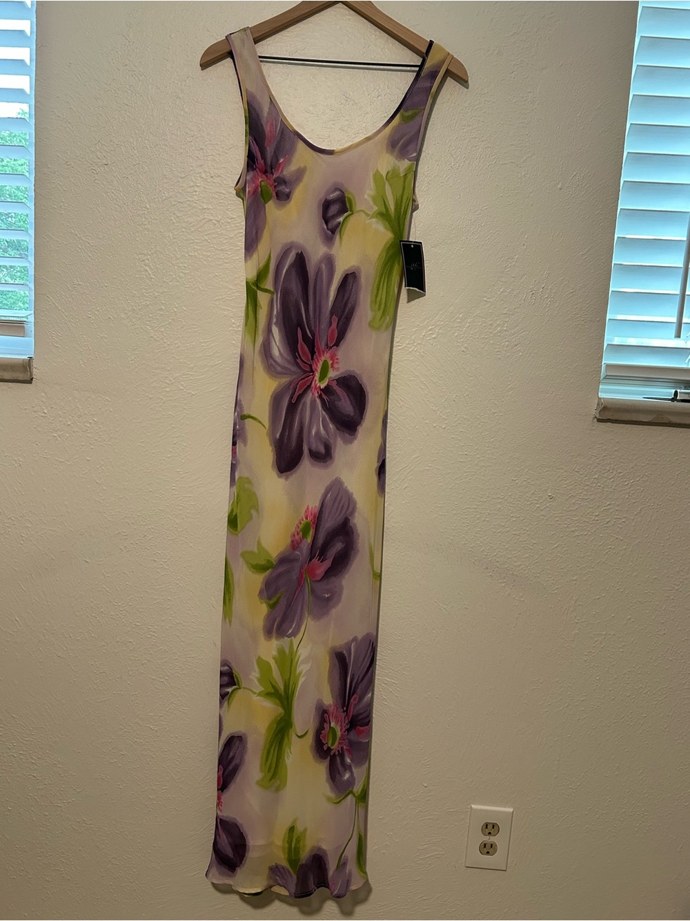 Vintage NWT Mannequines Floral Watercolor Maxi Rayon USA Y2K Artsy Deadstock